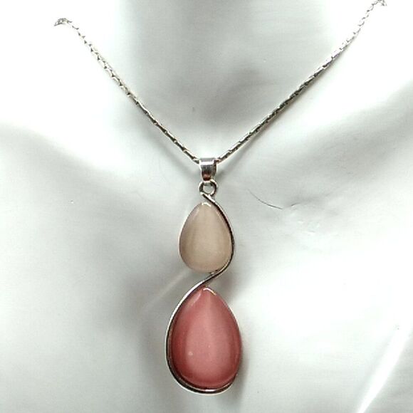 Infinity Pendant Simulated Gemstone Necklace & Earring Set Faux gemstone jewelry - Picture 3 of 15